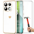 Miniatyrbillede 1 af 4: Coque + 2 Glas Dæmpet - Xiaomi - Redmi Note 13 Pro 5G - Silikone TPU - Hjerte Motif - Belagt med Guld Vit