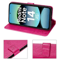 Miniatyrbild 2 av 6: Coque för Xiaomi Redmi Note 14 4G (inte för 5G) Stötsäker Syntetiskt Läder Fuchsia Motiv Fjäril Växt Fuchsia