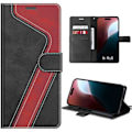 Miniatyrbillede 1 af 4: Cover med lomme - Cover - iPhone 16 Plus - PU læder - Rød-Sort - Anti-ridser röd svart