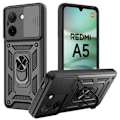 Miniatyrbillede 1 af 6: Cover til Xiaomi Redmi A5 - Stiv Stødsikker med Ring og Objektivbeskyttelse - Sort Svart