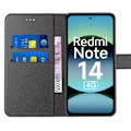 Miniatyrbillede 3 af 6: Coque + 2 Skræmmer Beskyttelse til Xiaomi Redmi Note 14 4G (ikke til 5G) Anti-ridse Syntetisk Læder - Sort Svart