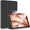 Miniatyrbillede 1 af 6: Coque + Tempereret Glas til iPad Air 11 Tommer M2/M3 2024 2025, Slank Beskyttelse med Støttefunktion - Sort Svart