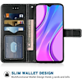 Miniatyrbillede 4 af 4: Etui til Redmi 9 (6,53") sort lædereffekt Elegant design solid magnetisk lukning Svart