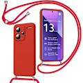 Miniatyrbillede 1 af 4: Etui til Xiaomi Redmi Note 13 Pro+ 5G - Note 13 Pro Plus 5G, rød, stødsikker blød TPU-beskyttelse med snor