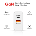 Miniatyrbillede 2 af 4: Lader 65W - E.F.CONNECTION - 2 porte PD 33W + QC 3.0 - USB-C kabel 1M - Hvid Vit