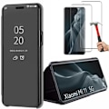 Miniatyrbillede 1 af 4: Beskyttelsescover - E.F.CONNECTION - til Xiaomi Mi 11 - Spejleffekt - Clear View - Sort - 2 hærdede glas Svart