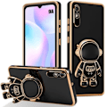 Miniatyrbild 1 av 4: Fodral för Xiaomi Redmi 9A, Slim Anti-Scratch Mjuk TPU med justerbart Stativ Astronaut Mönster - Svart