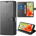 Miniatyrbillede 1 af 4: Etui til Xiaomi Redmi 12C-11A Flip-etui Lædereffekt Anti-ridse stødsikker - Sort