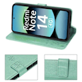 Miniatyrbild 2 av 6: Coque för Xiaomi Redmi Note 14 4G (inte för 5G) Flip Case Syntetisk Läder Anti-Rip Mönster Växt Fjäril Grön Grön