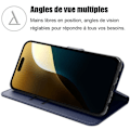 Miniatyrbild 2 av 4: Helfodral till iPhone 16 Pro Max - Stötsäkert syntetiskt läder Flikskydd Marinblå