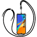 Miniatyrbild 1 av 4: Fodral för Redmi 9C (6,53") TPU-skydd Förstärkta hörn Anti-Scratch Anti-Shock med svart sladdhalsband Transparent-svart