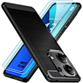 Miniatyrbillede 1 af 4: Coque - Xiaomi - Redmi Note 13 4G - Beskyttelse i Carbonfiber - 2 Stykker Tempereret Glas - Sort Svart
