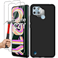 Miniatyrbillede 1 af 4: Beskyttelsesskal til Realme C21Y - E.F.CONNECTION - Sort Silikone - Fleksibel - Skridsikker tekstur - 2 Tempered glas Svart