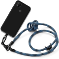Miniatyrbillede 1 af 4: Halsbåndsslange til Xiaomi Redmi 10A - Redmi 9C sort silikone med blå robust snor