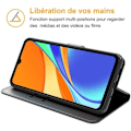 Miniatyrbild 4 av 4: Fodral för Redmi 9C (5,7") härdat glas ingår Svart lädereffekt Trendig design Magnetstängning Förstärkt kant Svart