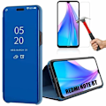 Miniatyrbillede 1 af 4: Beskyttelsesetui til Redmi Note 8T - E.F.CONNECTION - Spejleffekt - Stødabsorberende - Blå - Tempereret glas blå