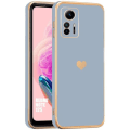 Miniatyrbild 1 av 4: Fodral till Xiaomi Redmi Note 12S (inte för Note 12) - Blå - Stötsäkert TPU silikonfodral med guldpläterat hjärtmönster