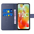 Miniatyrbild 3 av 4: Fodral + 2 härdade glasögon för Xiaomi Redmi 12C-11A, elegant fodral i lädereffekt - Marinblå