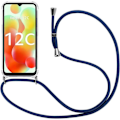 Miniatyrbillede 1 af 4: Ledningsetui til Redmi 12C - 11A Transparent forstærket beskyttelse mod ridser med marineblå ledning