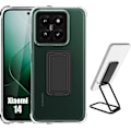 Miniatyrbild 1 av 4: Transparent fodral för Xiaomi 14, TPU-skyddsförstärkta hörn med vikbart stöd