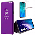 Miniatyrbillede 1 af 4: Beskyttelsescover til Redmi 8 - E.F.CONNECTION - Spejleffekt - Translucent vindue - Lilla - hærdet glas lila