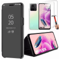 Miniatyrbild 1 av 4: Skyddsfodral för Xiaomi Redmi Note 12S - Xiaomi - Svart - Elektropläterad spegel - Inbyggt vikbart ställ - Lyx Svart