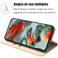 Miniatyrbild 2 av 4: Helfodral för Google Pixel 9 Pro XL - Guldlädereffektskydd med stativ och korthållare