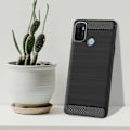 Miniatyrbillede 3 af 4: Taske til OPPO A53S Sort Silikone Anti Shock Steel Lines Design TPU Beskyttelse Sort Transparent
