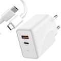 Miniatyrbillede 1 af 4: Lader 30W - E.F.CONNECTION - PD 20W + QC 3.0 - USB-C Kabel 1m - Kompatibel med Samsung S25/S24/S23/S22/S21/S20 Vit