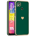 Miniatyrbillede 1 af 4: Beskyttende telefontaske til Xiaomi Redmi 10A - Redmi 9C Midnight Green Heart Pattern Stødsikker anti-ridse blød Nattgrönt
