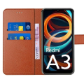 Miniatyrbillede 3 af 4: Coque til Xiaomi Redmi A3 - E.F.CONNECTION - PU Læderetui - Stødabsorberende beskyttelse - Brun med 2 hærdet glas kastanj