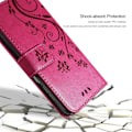 Miniatyrbillede 5 af 6: Coque til Xiaomi Redmi 14C, Anti-Ridser Beskyttelse 360 Grad Effekt Læder Fuchsia Mønster Plante Sommerfugl Fuchsia