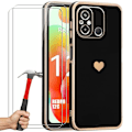 Miniatyrbild 1 av 4: TPU-fodral för Xiaomi Redmi 12C - Redmi 11A svart hjärtmönster + 2 härdade glasögonskydd