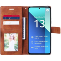 Miniatyrbillede 3 af 4: Coque + 2 Glas Trempede - Xiaomi - Redmi Note 13 4G - Magnetisk PU Læder Etui - Brun - Blød kastanj