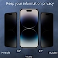 Miniatyrbillede 2 af 4: Anti-spion beskyttelsesfilm - E.F.CONNECTION - til iPhone 14 Pro Max - Modstand 9H - 0.30 MM - Sort Svart