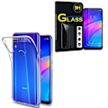 Miniatyrbillede 1 af 2: Til Xiaomi Redmi 7 6,26": UltraSlim gel silikone etui - TRANSPARENT + 2 film af hærdet glas
