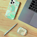 Miniatyrbillede 4 af 4: Etui + 2 hærdede briller til iPhone 16, ultralet beskyttelse Slank stødsikker turkis marmormønster