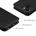 Miniatyrbillede 2 af 4: Etui + 2 hærdede briller til iPhone 14, elegant lædereffekt magnetisk lukning - sort