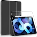 Miniatyrbillede 1 af 6: Coque + Tempered Glass til iPad 10,2 Tommer (2019/2020/2021) Slim Anti-Ridse Beskyttelse med Stativfunktion - Sort Svart
