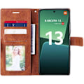 Miniatyrbild 3 av 4: Fodral för Xiaomi 13 Brown Stripe Pattern Leather Effect + 2 härdade glasögon