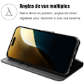 Miniatyrbillede 2 af 4: Coque til iPhone 16 Pro Max - Beskyttende Cover - Sort Syntetisk Læder - 2 Hærdeglas - Stødabsorberende Svart
