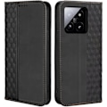 Miniatyrbillede 1 af 4: Etui til Xiaomi 14 Pro, elegant mosaikmønster tegnebog lædereffekt sort
