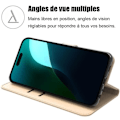 Miniatyrbillede 2 af 4: Coque til iPhone 16 - Stødabsorberende - Guldsyntetisk Læder - Foldbar - Indbygget Kortholder gyllene