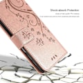 Miniatyrbillede 5 af 6: Cover og 2 Dypede Glas til Xiaomi Redmi 14C, Beskyttelse Klap Stødabsorberende Syntetisk Læder Rosa Sommerfuglblomst Mønster Rosa