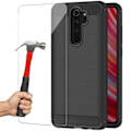 Miniatyrbild 1 av 4: Fodral för Redmi Note 8Pro (6,53 tum) härdat glas ingår Klassiskt mönster Stål Funktioner Förstärkt skydd Svart Tpu-design Svart