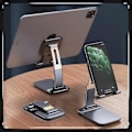 Miniatyrbillede 2 af 4: Telefon-/tabletholder, Justerbar Mobiltelefon Skrivebordsholder Foldbar Dock Stand Bordholder til iPhone 12/11 Pro/X