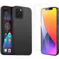 Coque - E.F.CONNECTION - för iPhone 12 Pro Max - Mjuk - Silikon - Svart - 2 Härdat glas Svart