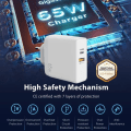 Miniatyrbillede 3 af 4: Lader Hurtig 65W - E.F.CONNECTION - 2-Port PD 33W - QC 3.0 - USB-C kabel 1m - Kompatibel med S25/S24/S23/S22 Vit
