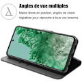 Miniatyrbild 2 av 4: Heltäckande fodral till Google Pixel 8 Pro - Stötsäkert syntetiskt läder Flap Protection Svart