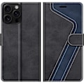 Miniatyrbillede 4 af 4: Cover til iPhone 16 Pro, Blød stødsikker beskyttelse PU-læder - Sort - Marineblå